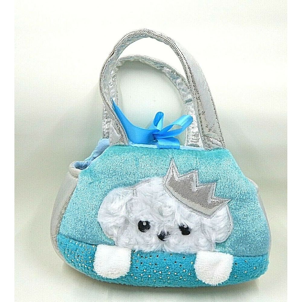 Aurora Princess Puppy Purse Plush Bag Blue Silver